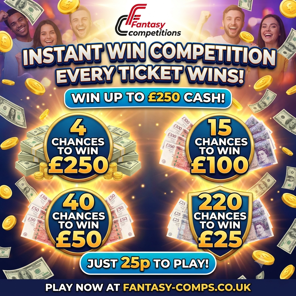 Every Ticket WINS, 15k Instant Wins, Win Up To £250 Instantly